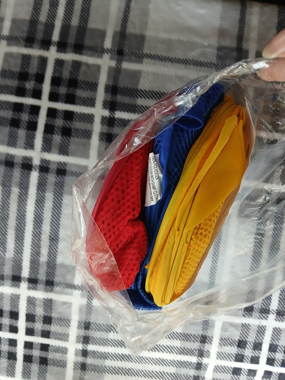 Multi-Color Mesh Closet Laundry Hampers- Red, Blue & Yellow